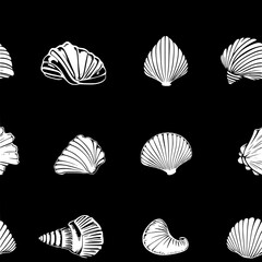 Pattern of Shells vector icons, Shells reapeating pattern
