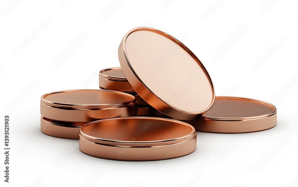 Poster stack of copper coins on a white background finance and investment concept for business and wealth a