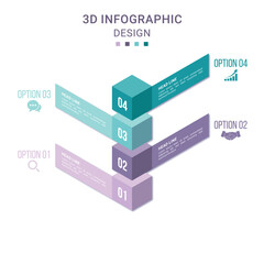 3D Infographic 4 Steps
