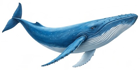 indian ocean blue whale isolated on white background