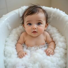 Adorable Baby in Bath Cute Infant Photo