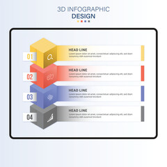 3D Infographic with Square Shape