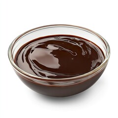Rich dark chocolate sauce in a clear bowl