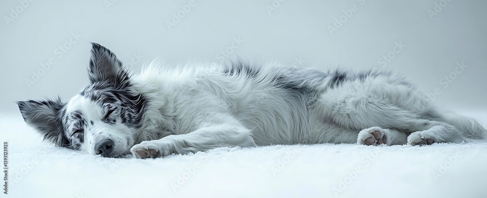 Poster serene sleep adorable border collie puppy nap on soft bedding cuteness overload dog relaxation theme