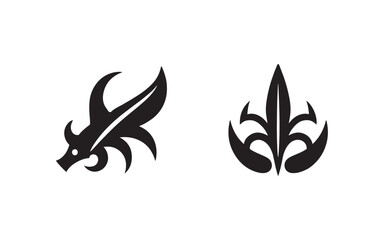 set of black and white leaves vector