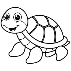  A turtle cartoon character illustration shows a cheerful reptile with a cute shell