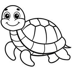  A turtle cartoon character illustration shows a cheerful reptile with a cute shell