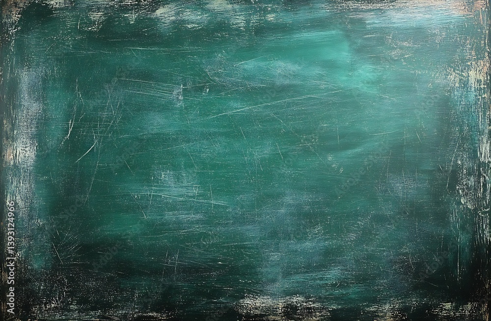 Poster vintage style green chalkboard texture background with scratches and grunge for creative presentatio