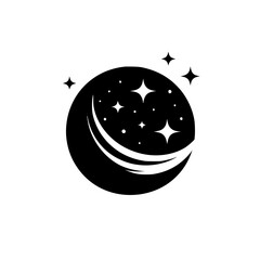 Celestial Logo: Crescent Moon and Sparkling Stars