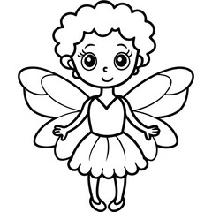 Cute cartoon angel child with wings flying, a vector illustration of love and magic coloring page