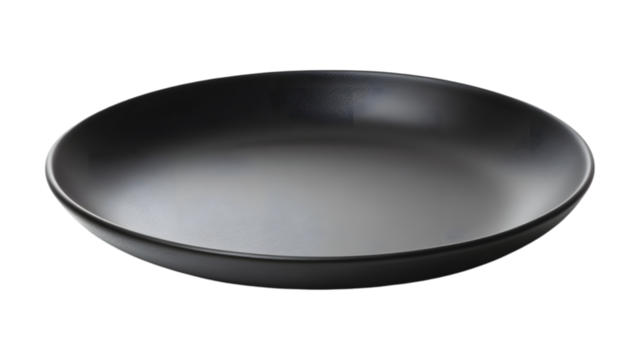 Black ceramic plate on white background