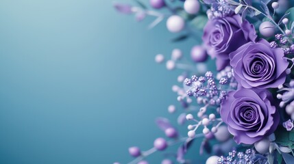 Purple Decorative floral arrangement featuring deep purple roses and delicate white accents