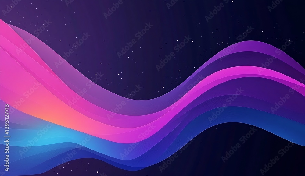 Poster vibrant waves of color flowing seamlessly through the cosmos in mesmerizing pink and blue : generati