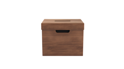 Brown ballot voting box isolated on white background