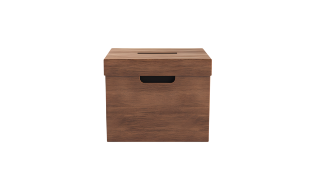 Brown ballot voting box isolated on white background