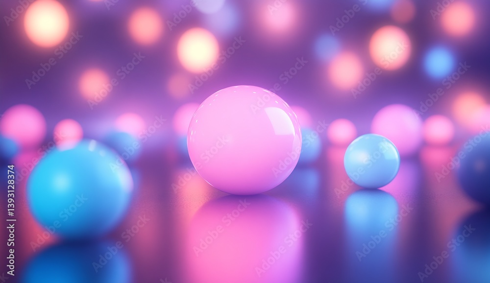 Aufkleber a captivating arrangement of colorful spheres in a dreamy backdrop with soft glowing lights for an e