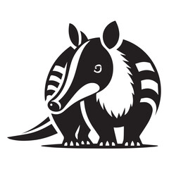 Fototapeta premium Aardvark silhouette black and white vector icon