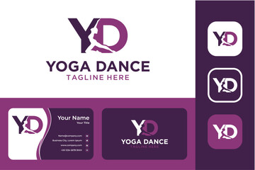 Flat Yoga and Initials Logo Design with Business Card