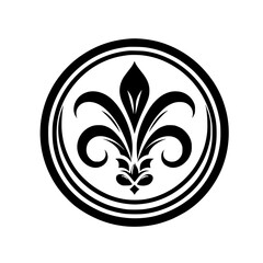 Fleur-de-Lis Emblem: Elegant Black and White Vector Design