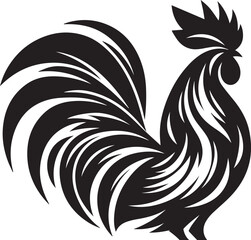 Vector Rooster Silhouette - Bold Black and White Farm Animal Art
