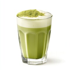 Green matcha latte in glass (1)