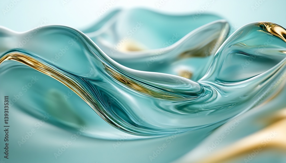 Aufkleber fluid glass waves captured in a stunning light showcasing intricate textures and smooth reflections 