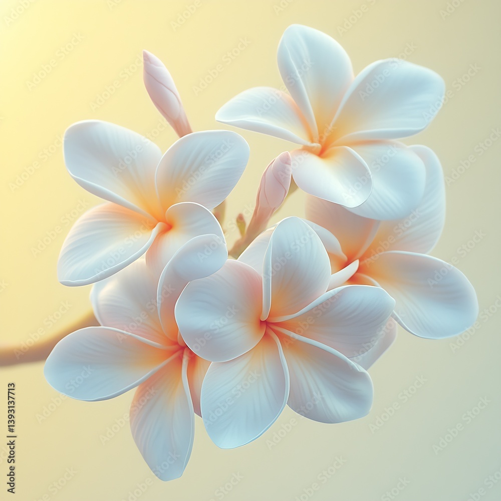 Leinwandbilder charming cluster of soft plumeria flowers in warm orange and white creating a serene and inviting am