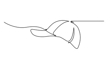 Obraz premium Hat cap continuous one line drawing vector illustration Isolated on white background.