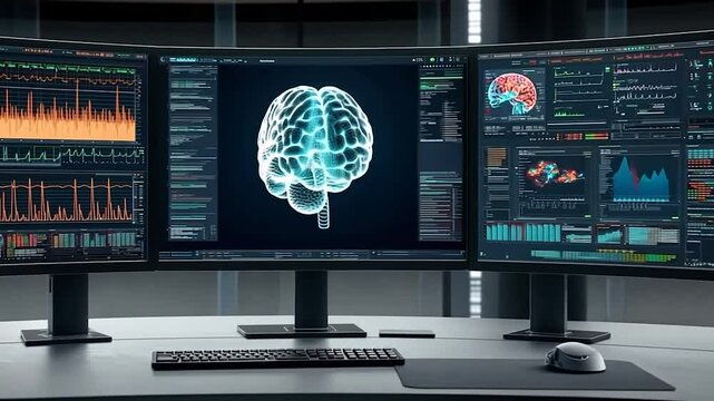 Neural Network: Brain Data Visualization on Triple Monitors