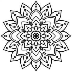 Mandala design black and white flowers vector illustration showcases a floral design element