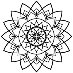 Mandala design black and white flowers vector illustration showcases a floral design element
