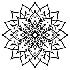 Mandala design black and white flowers vector illustration showcases a floral design element