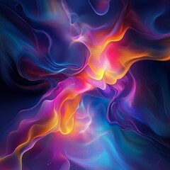 Fototapeta premium abstract art featuring liquid fusion with a digital chromatic flow isolated on a minimalistic background , dynamic merging of liquid textures with vibrant digital color flows