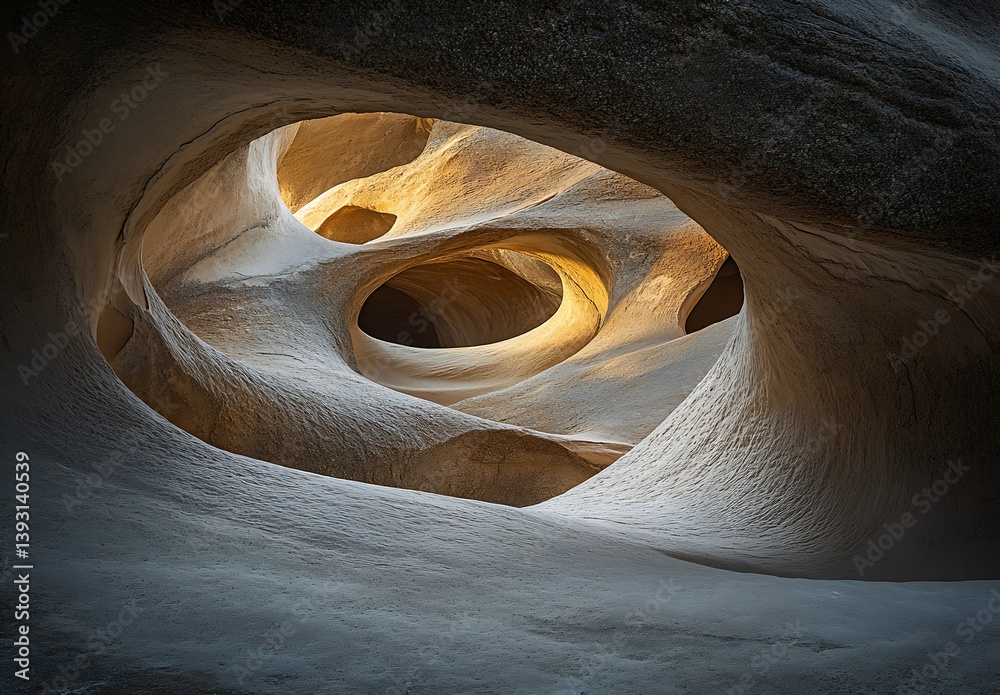Leinwandbilder Abstract View of Unique Cave Formation with Light and Texture : Generative AI