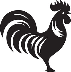 Vector Rooster Silhouette - Bold Black and White Farm Animal Art