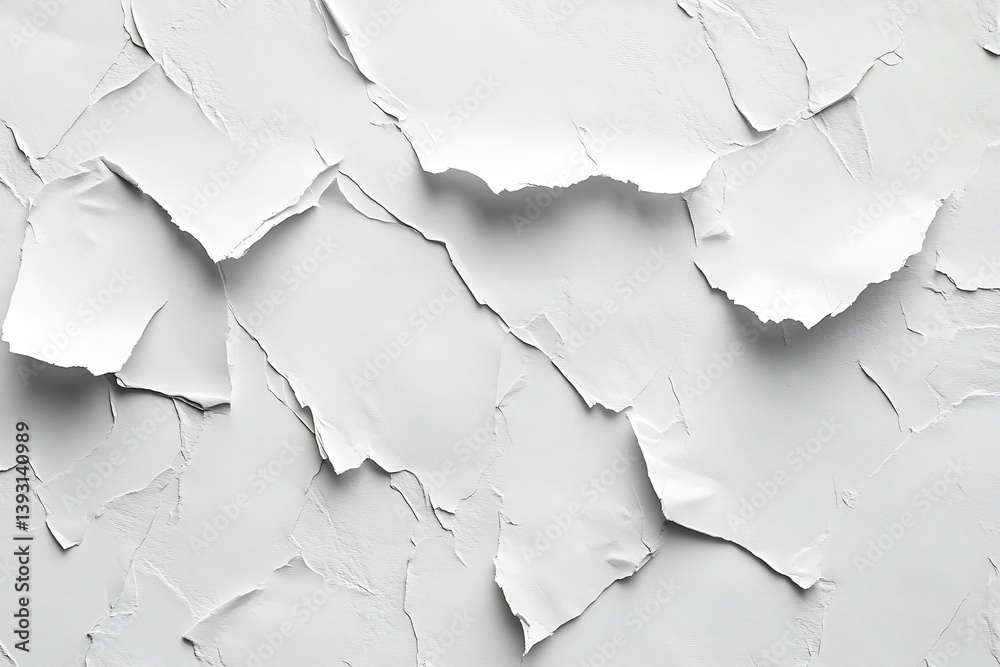 Poster Abstract White Paper Texture Background with Ripped Edges Showing Fragmented Layers and Rough Surface Detail : Generative AI