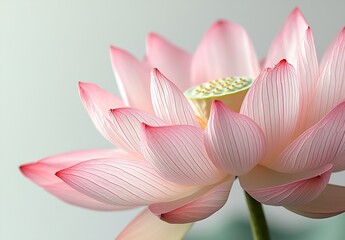 Obraz premium Delicate Pink Lotus Flower in Full Bloom on Soft Pastel Background : Generative AI