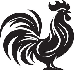 Vector Rooster Silhouette - Bold Black and White Farm Animal Art