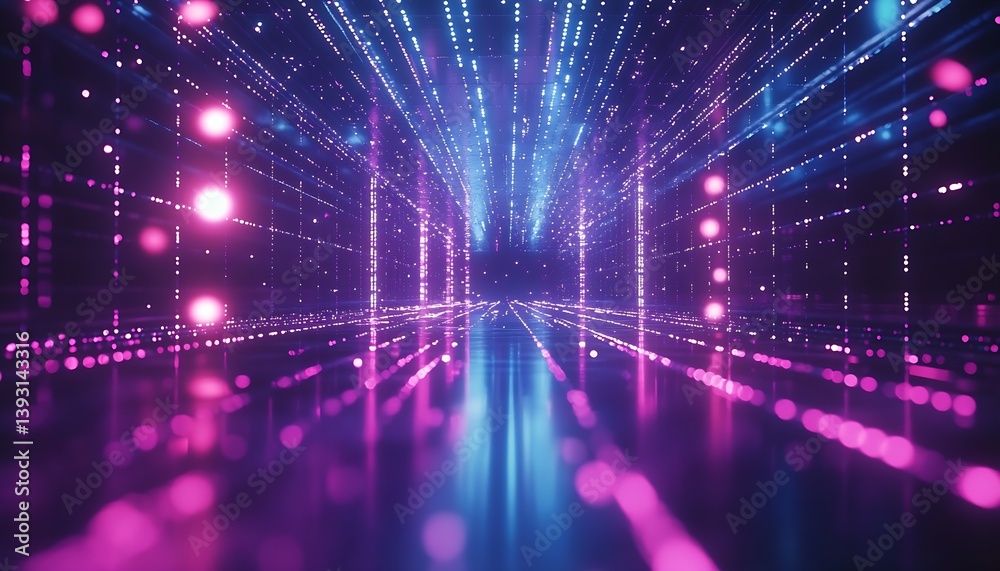 Poster Vibrant futuristic abstract scene with glowing light beams creating stunning visual effects : Generative AI