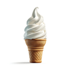 Creamy Soft-Serve Vanilla Ice Cream in a Classic Cone, Perfect for a Refreshing Summer Dessert