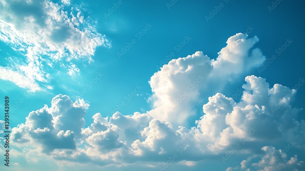 Aufkleber gorgeous view of puffy clouds illuminated by sunlight against a radiant sky : generative ai