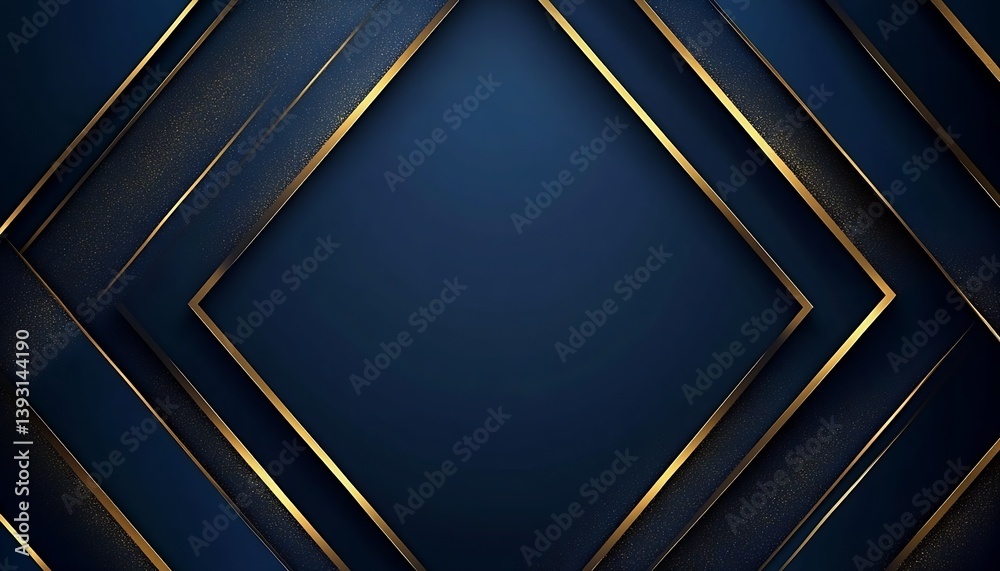 Poster elegant geometric design featuring rich gold lines against a deep blue backdrop for modern aesthetic
