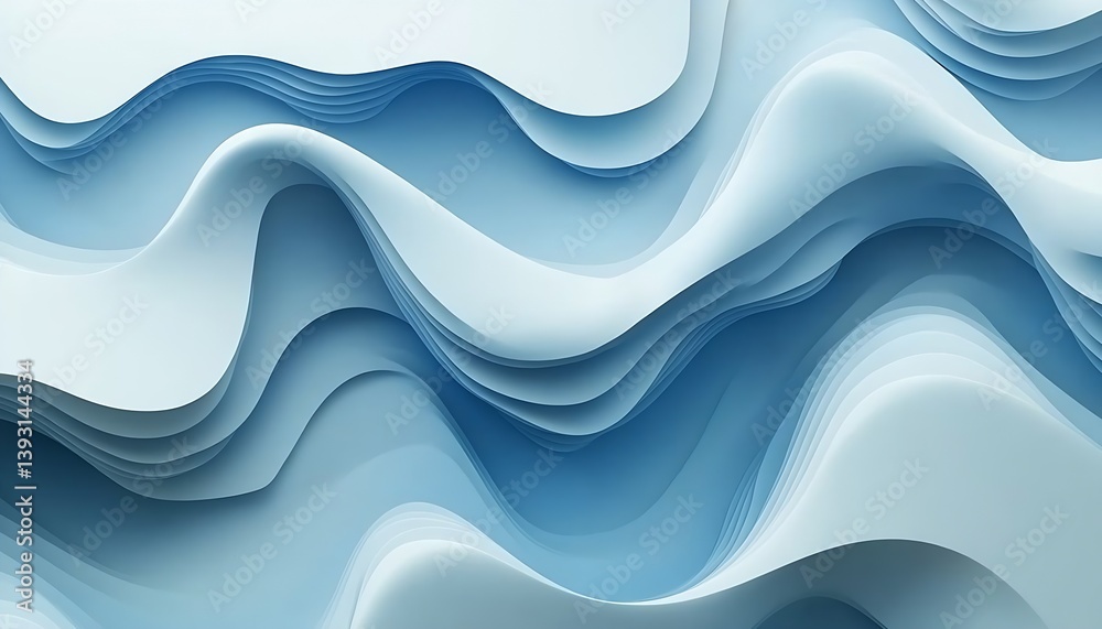 Poster Dynamic Layers of Blue Waves Creating an Intricate and Harmonious Abstract Texture Design : Generative AI