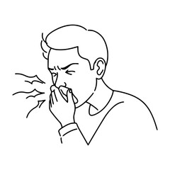 Sneezing Moment | Hand covering nose, mid-sneeze