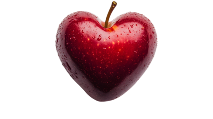 Red apple in heart shape on white background
