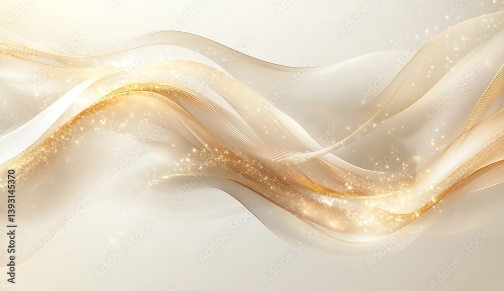 Leinwandbilder Stunning Abstract Wave Background with Golden Sparkles and Soft Flowing Textures for Elegant Designs : Generative AI