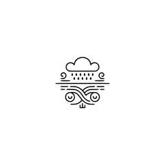Weather Icon: Minimalist Line Art Cloud and Rain Logo