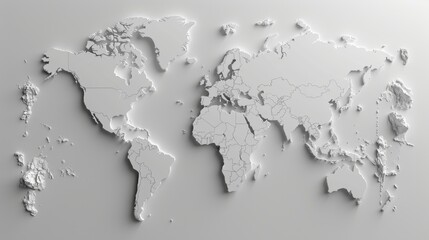 Unlabeled world map borders on a simple, clean white background, ideal for minimalistic design