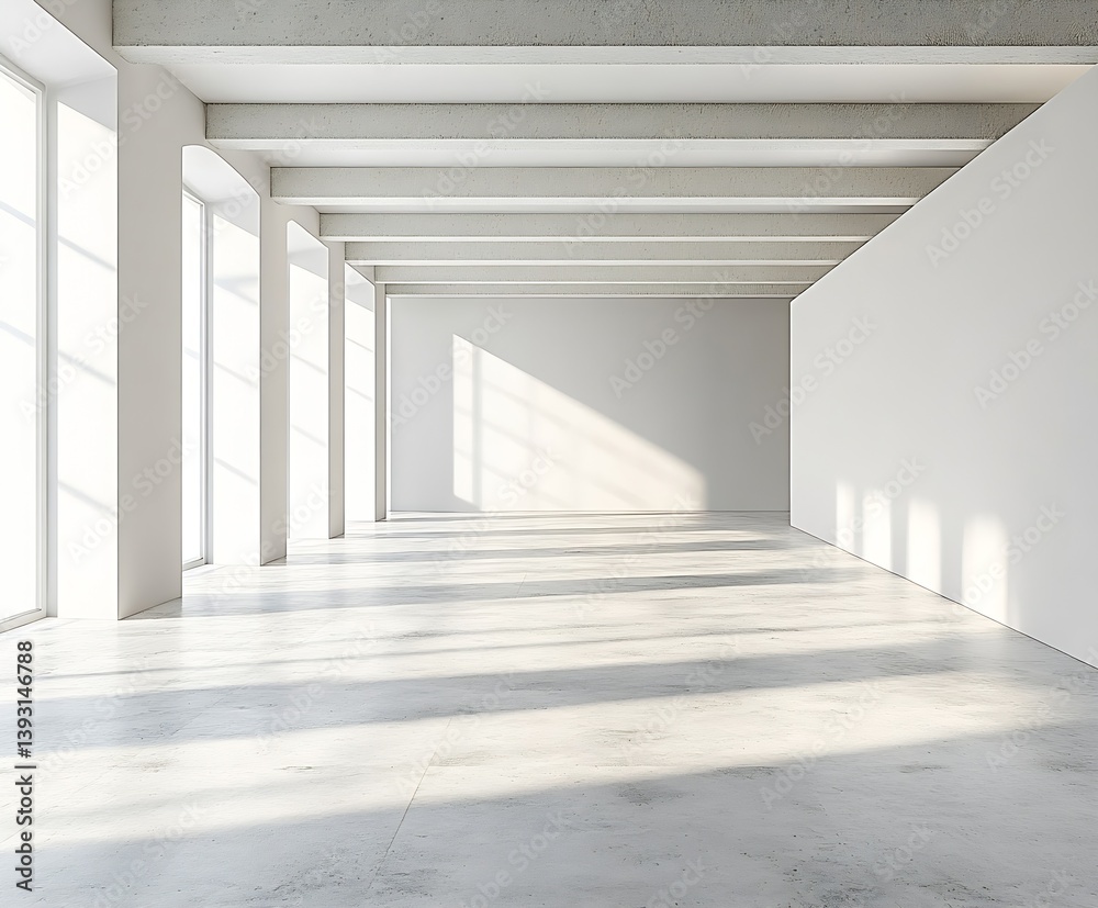 Aufkleber spacious empty room with sunlight streaming through windows ideal for real estate interior design or