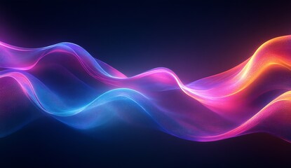 Obraz premium Vibrant waves of colorful light flowing beautifully across a dark background for dynamic design : Generative AI